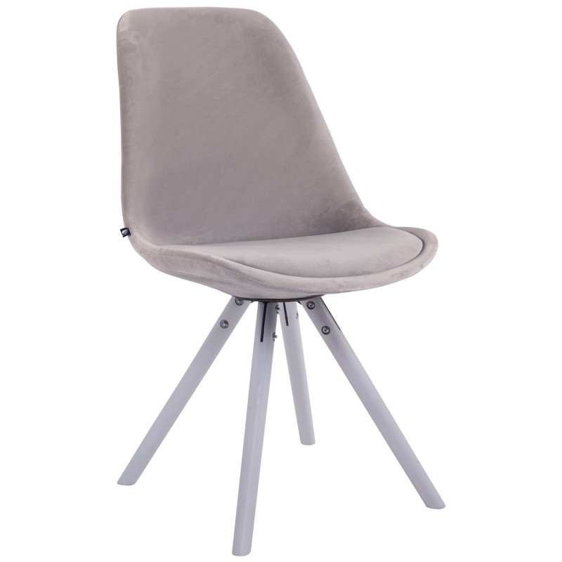 Silla de visita Toulouse, redonda, de terciopelo blanco y gris