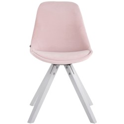 Silla de visita Toulouse, cuadrada, de terciopelo, blanca y rosa