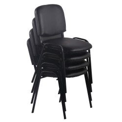 Juego de 4 sillas de visita Ken en piel sintética gris