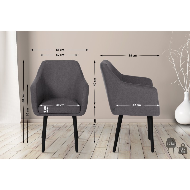 Silla de visita Utrecht en tela negra y gris oscuro