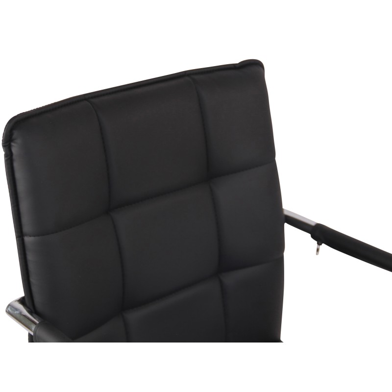 Silla de visita Gandia en piel sintética cromada negra