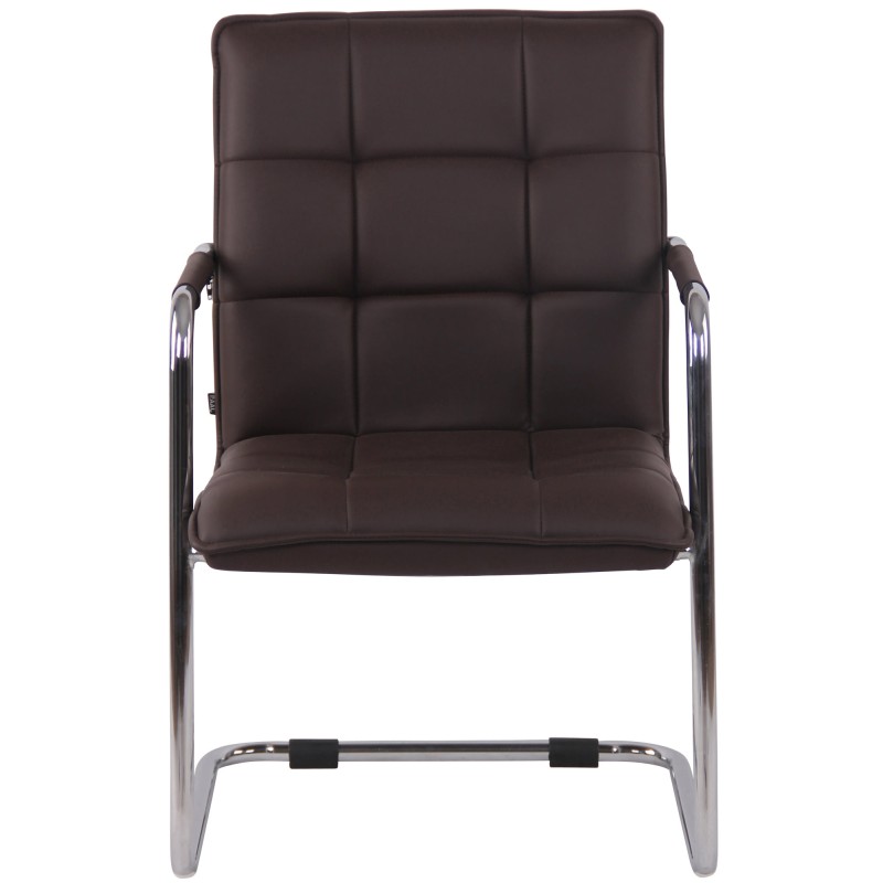 Silla de visita Gandia, piel sintética, marrón cromo