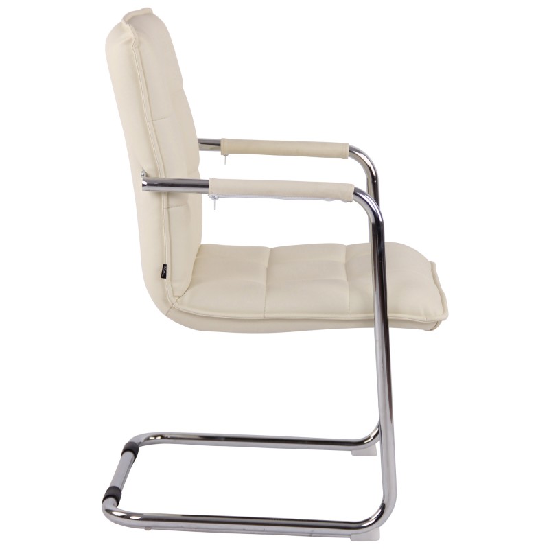 Silla de visita Gandia en piel sintética cromada color crema