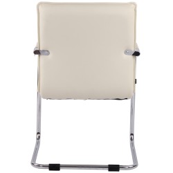 Silla de visita Gandia en piel sintética cromada color crema