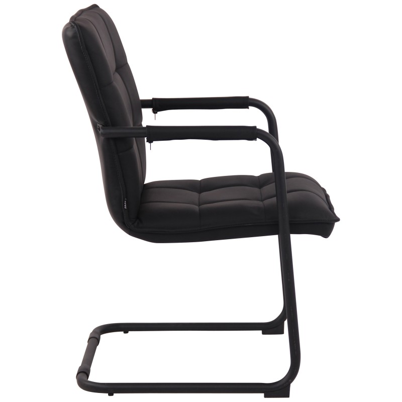 Silla de visita Gandia en piel auténtica negra