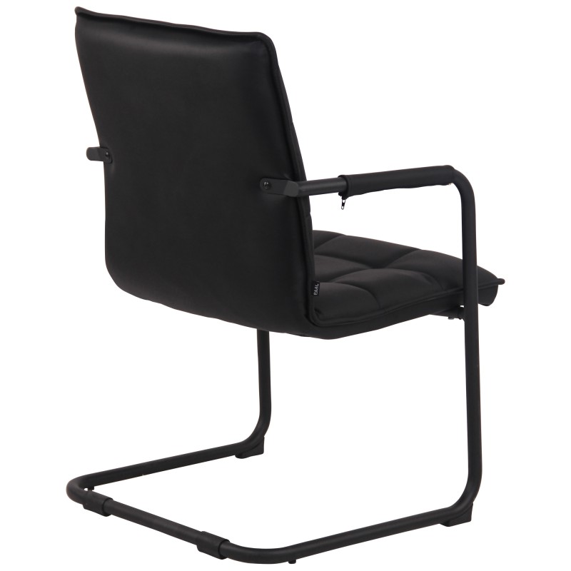 Silla de visita Gandia en piel auténtica negra