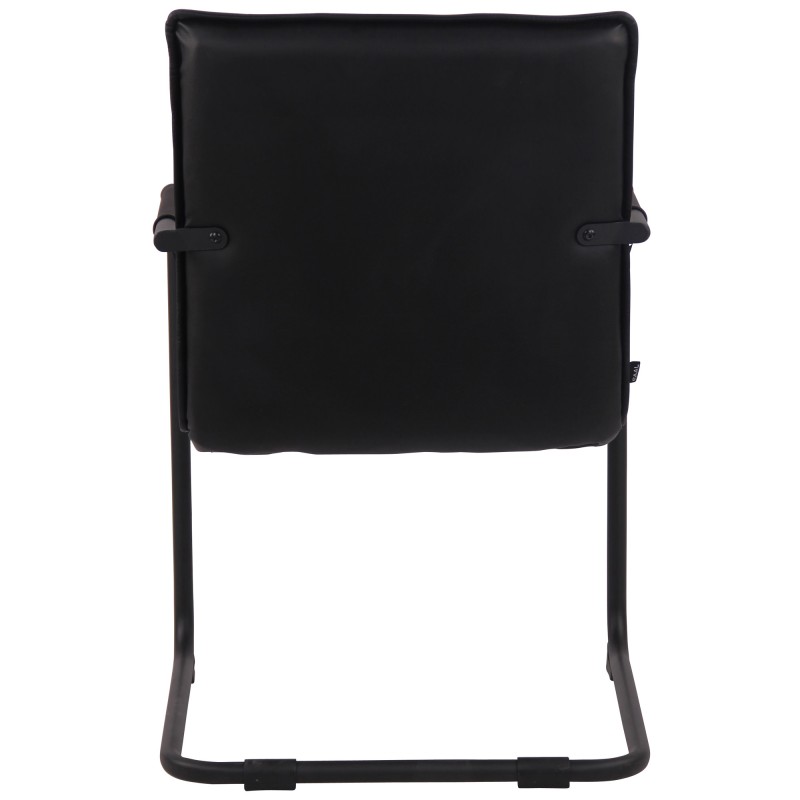 Silla de visita Gandia en piel auténtica negra