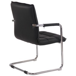 Silla de visita Gandia en piel auténtica cromada negra