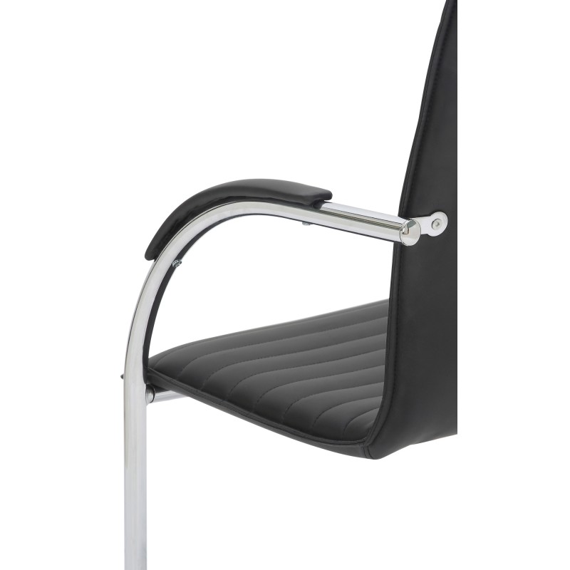 Silla de visita Tira en piel sintética negra