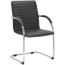Silla de visita Tira en piel sintética negra