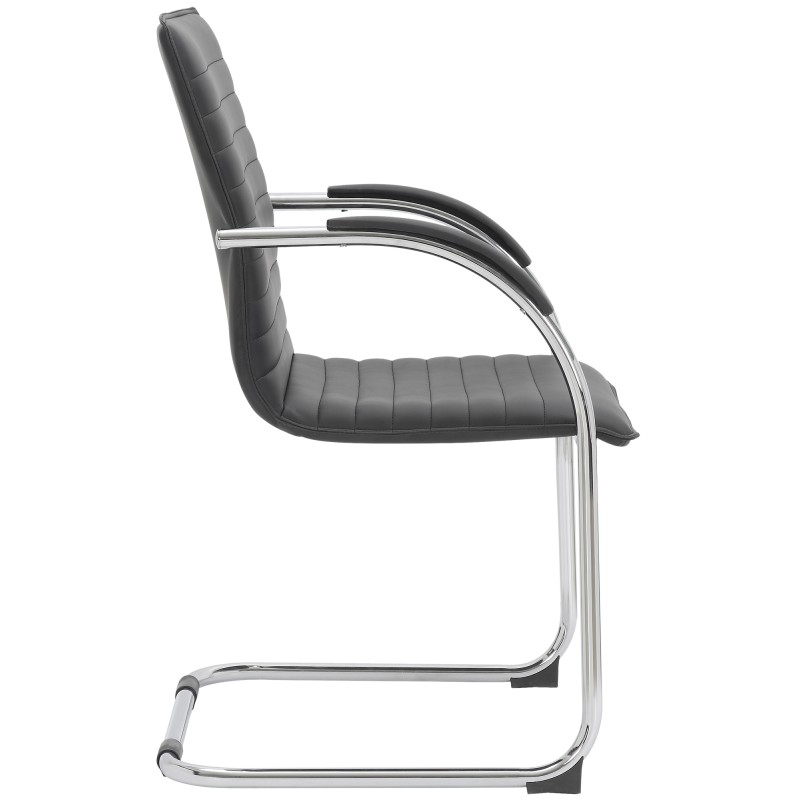 Silla de visita Tira en piel sintética negra