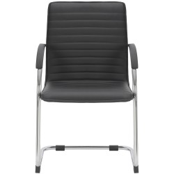 Silla de visita Tira en piel sintética negra