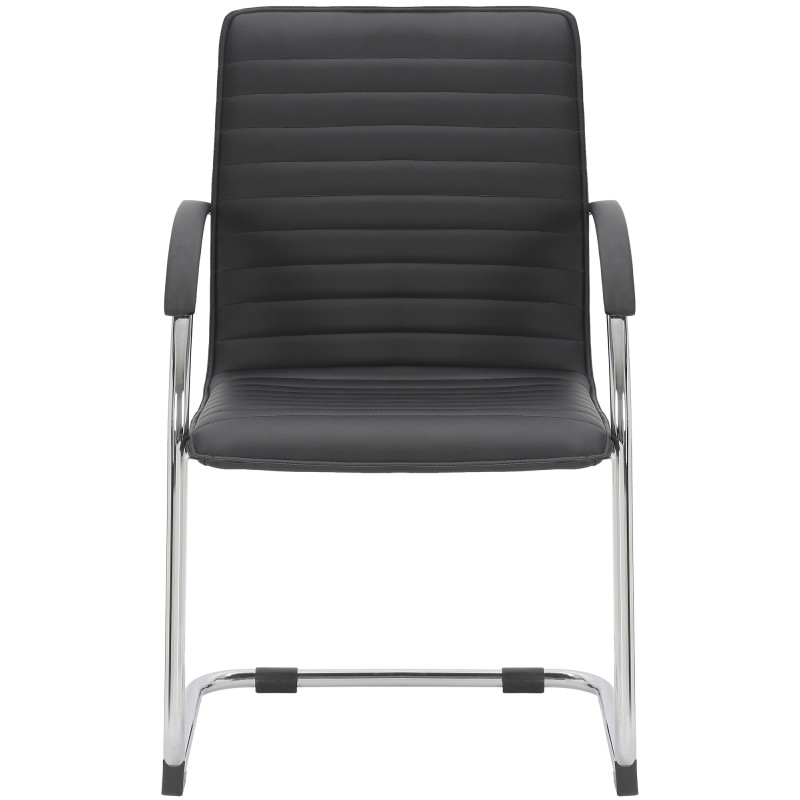 Silla de visita Tira en piel sintética negra