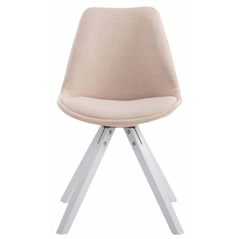 Juego de 4 sillas de visita Toulouse en tejido Square blanco crema