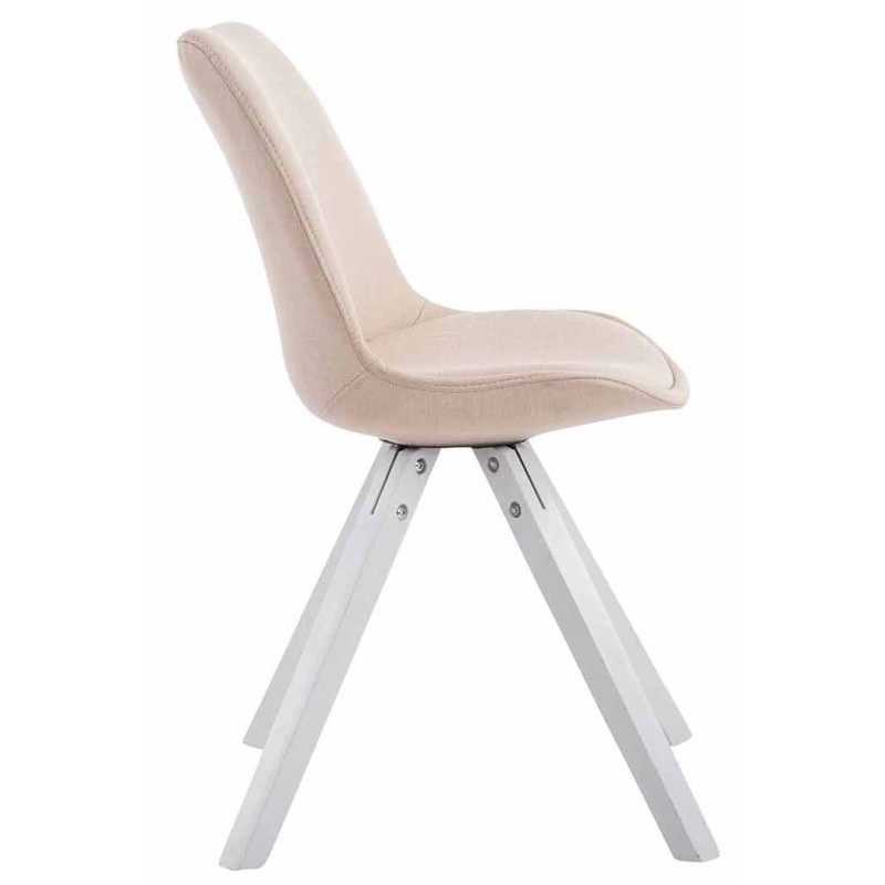 Juego de 4 sillas de visita Toulouse en tejido Square blanco crema