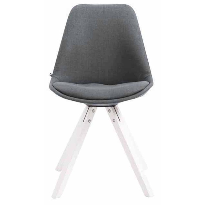 Juego de 4 sillas de visita Toulouse en tejido Square, blanco y gris oscuro