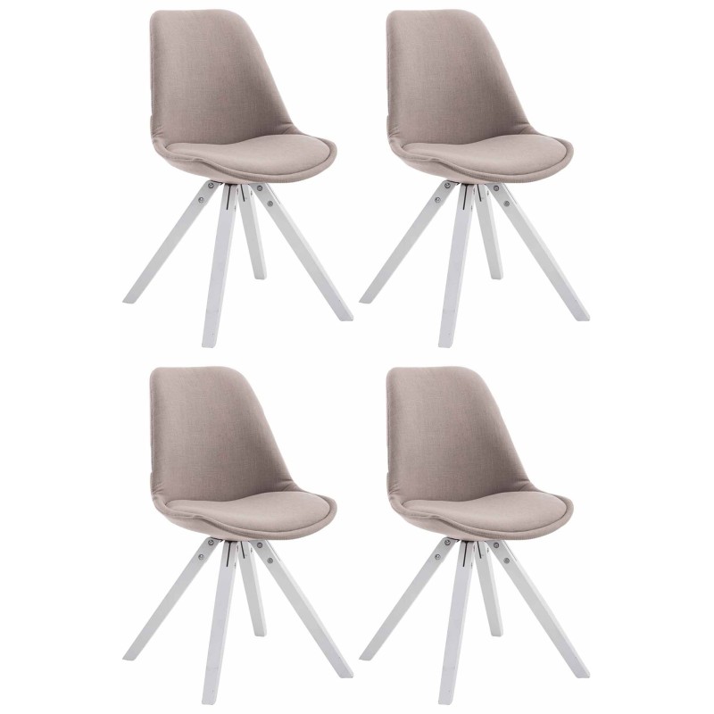 Juego de 4 sillas de visita Toulouse en tejido cuadrado blanco topo