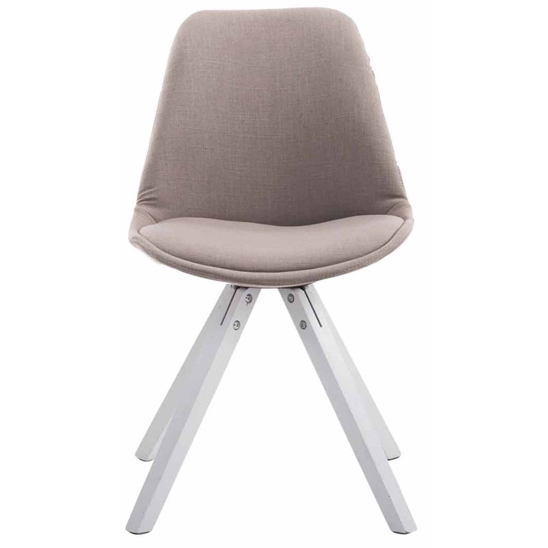 Juego de 4 sillas de visita Toulouse en tejido cuadrado blanco topo