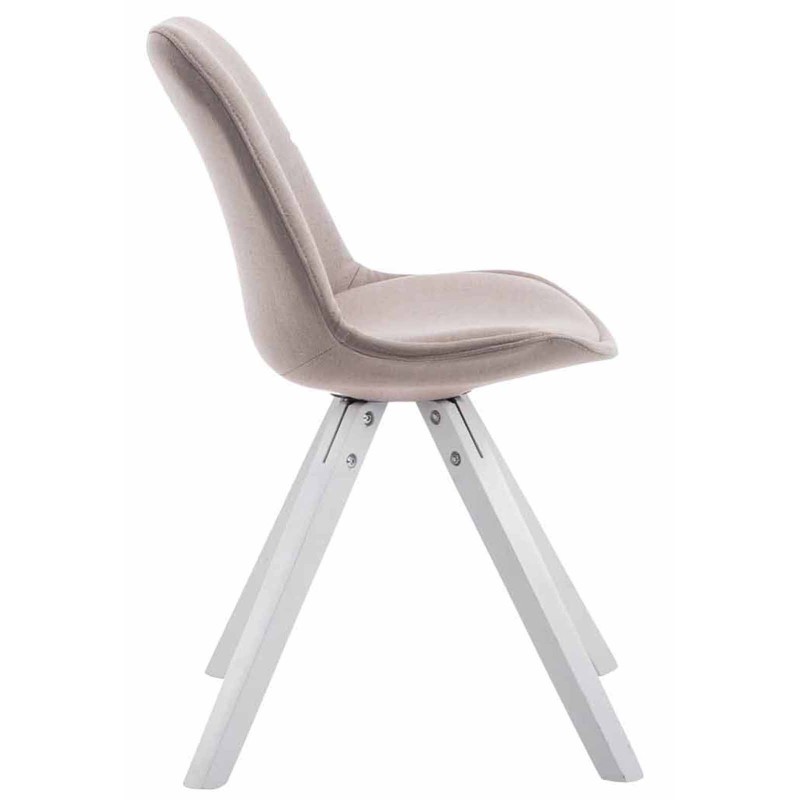 Juego de 4 sillas de visita Toulouse en tejido cuadrado blanco topo