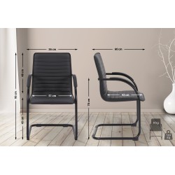 Silla de visita Tira en piel sintética negra/negra