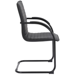 Silla de visita Tira en piel sintética negra/negra