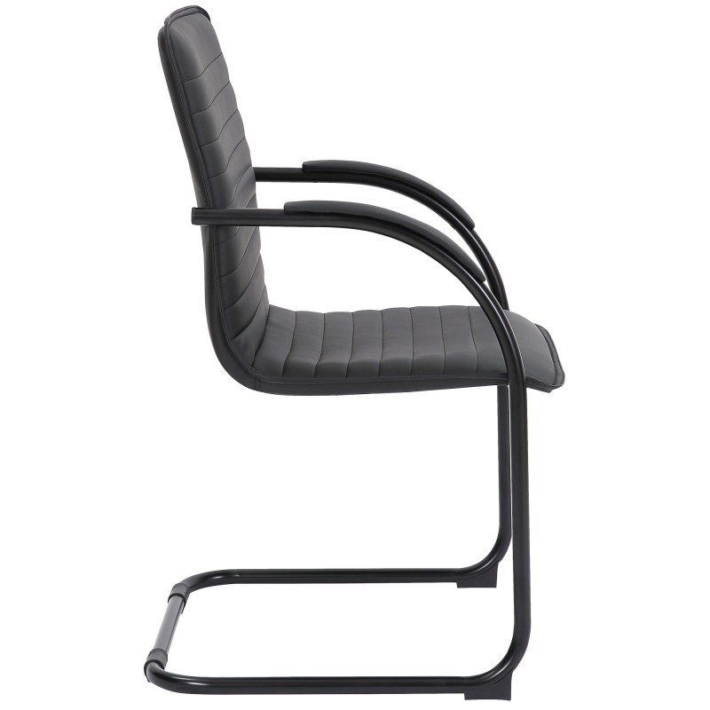 Silla de visita Tira en piel sintética negra/negra