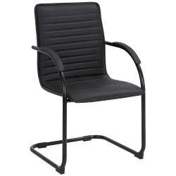 Silla de visita Tira en piel sintética negra/negra