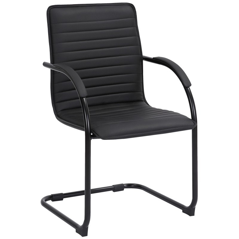 Silla de visita Tira en piel sintética negra/negra