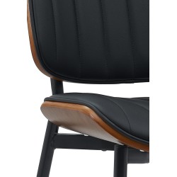 Silla de visita Tiffin en nogal/cuero artificial negro