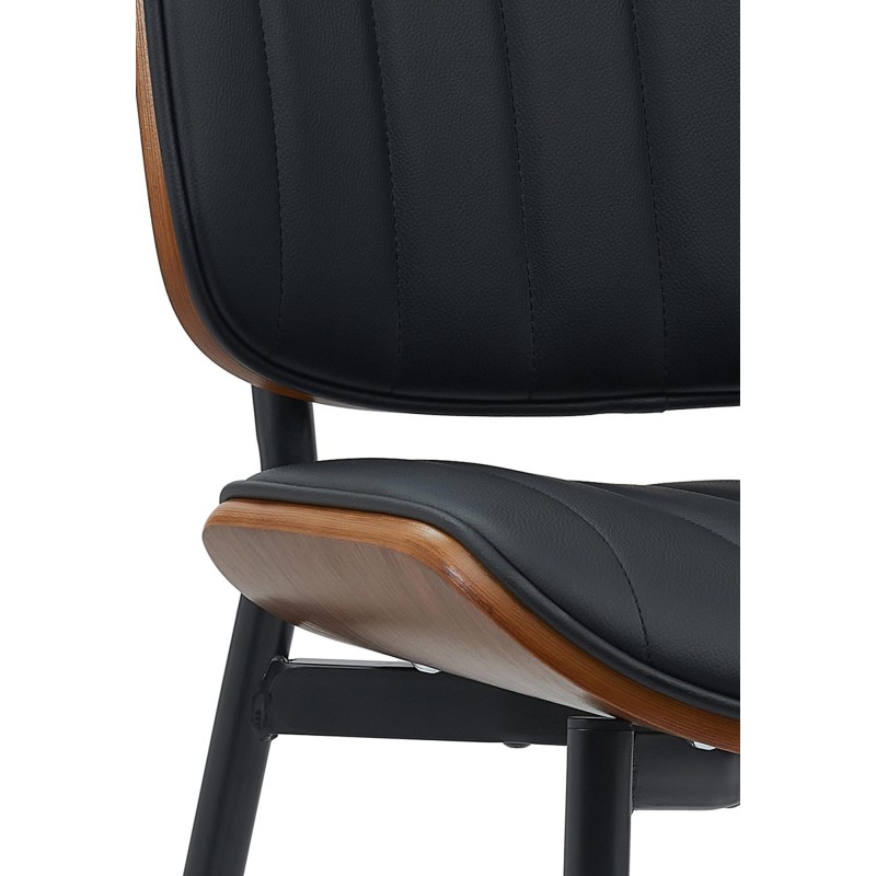 Silla de visita Tiffin en nogal/cuero artificial negro