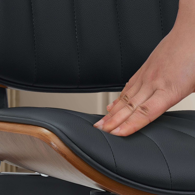 Silla de visita Tiffin en nogal/cuero artificial negro