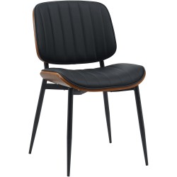 Silla de visita Tiffin en nogal/cuero artificial negro