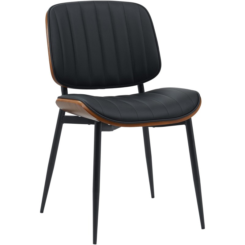 Silla de visita Tiffin en nogal/cuero artificial negro