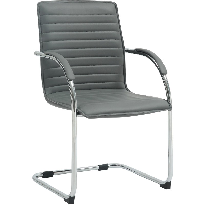 Silla de visita Tira en piel sintética gris