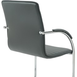 Silla de visita Tira en piel sintética gris