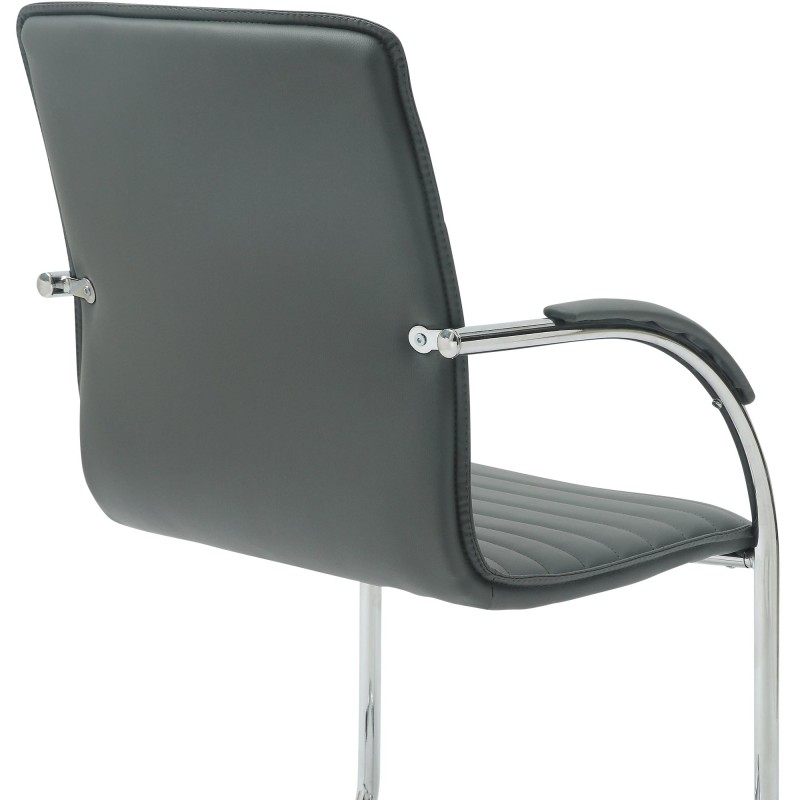 Silla de visita Tira en piel sintética gris