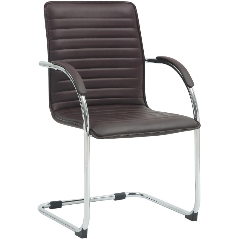 Silla de visita Tira en piel sintética marrón