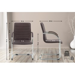 Silla de visita Tira en piel sintética marrón