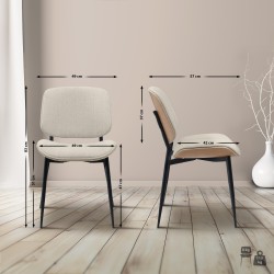 Silla de visita Tiffin en tela natural/crema