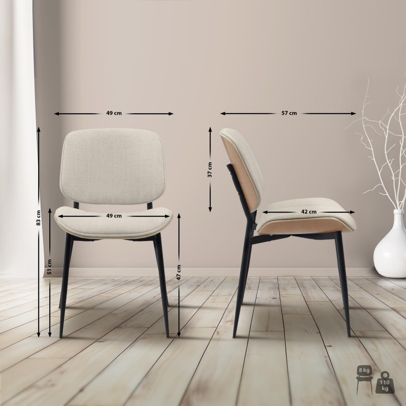 Silla de visita Tiffin en tela natural/crema