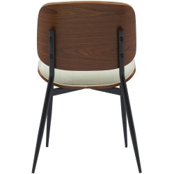 Silla de visitas Tiffin en piel sintética color nogal/crema