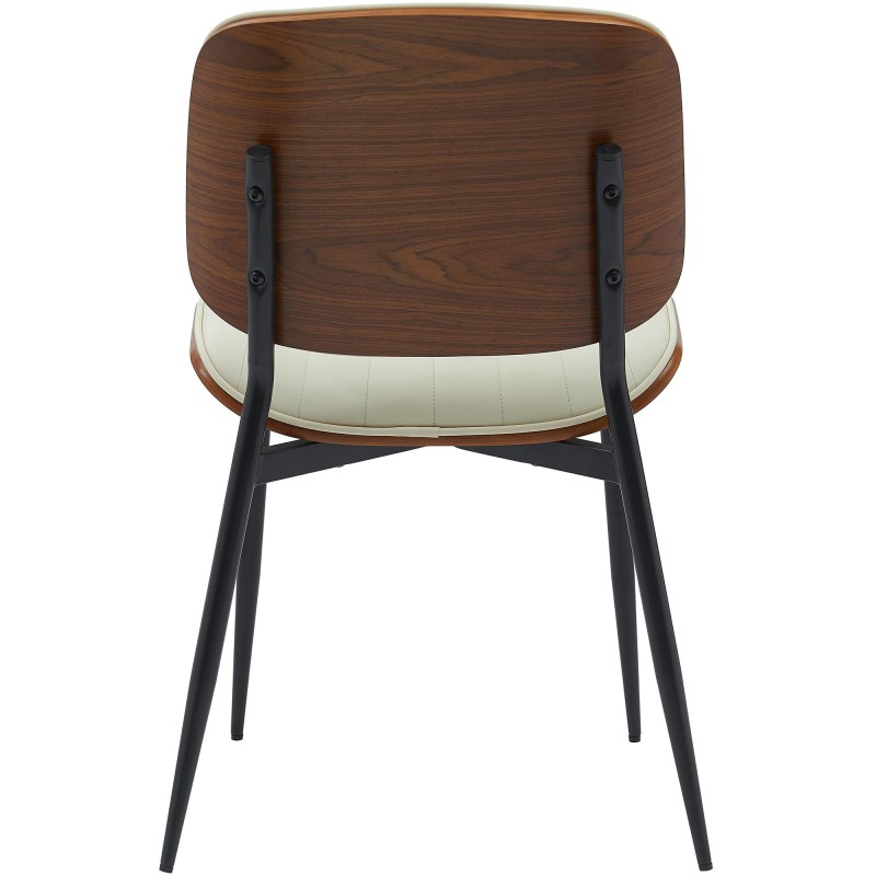 Silla de visitas Tiffin en piel sintética color nogal/crema