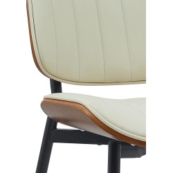 Silla de visitas Tiffin en piel sintética color nogal/crema