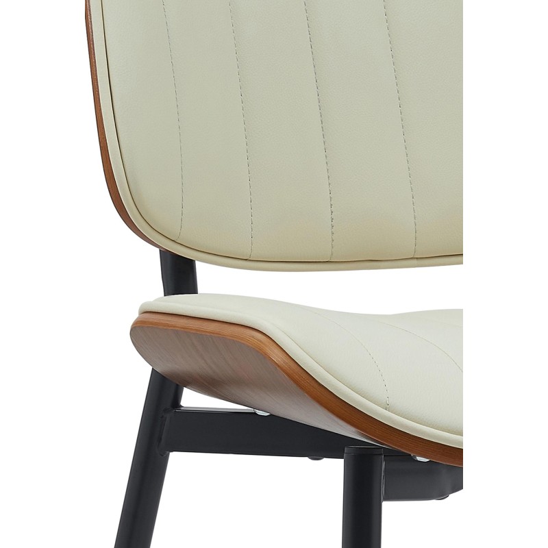 Silla de visitas Tiffin en piel sintética color nogal/crema