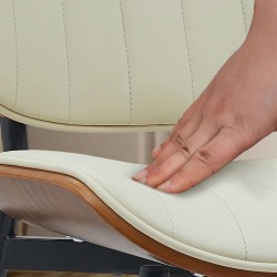 Silla de visitas Tiffin en piel sintética color nogal/crema