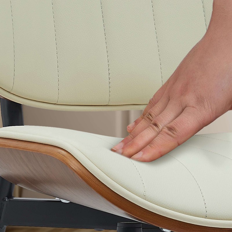 Silla de visitas Tiffin en piel sintética color nogal/crema