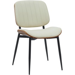 Silla de visitas Tiffin en piel sintética color nogal/crema