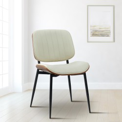 Silla de visitas Tiffin en piel sintética color nogal/crema