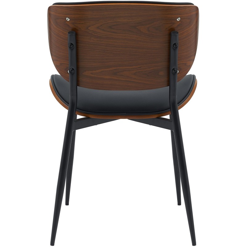 Silla de visita Enid en nogal/piel sintética negra