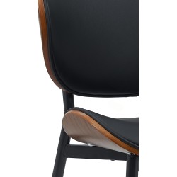 Silla de visita Enid en nogal/piel sintética negra